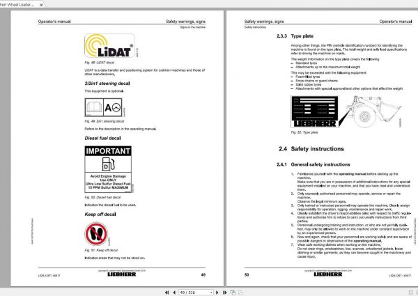 Liebherr Wheel Loader L528 1267 SN 40517 Operators Manual 2