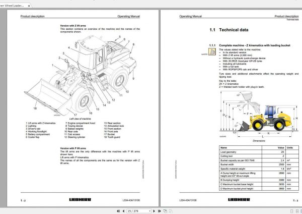 Liebherr Wheel Loader L534 434 SN 13100 Operators Manual 2