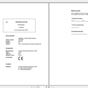 Liebherr Wheel Loader L538 433 SN 23816 Operators Manual 1