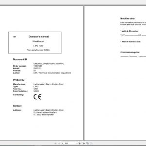 Liebherr Wheel Loader L542 1269 SN 34983 Operators Manual 1