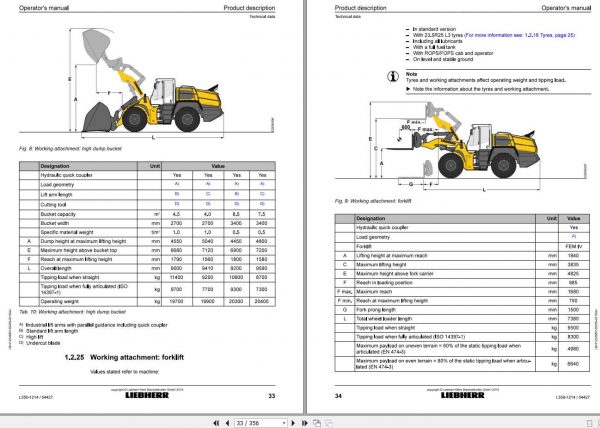 Liebherr Wheel Loader L550 1214 SN 54427 Operators Manual 2
