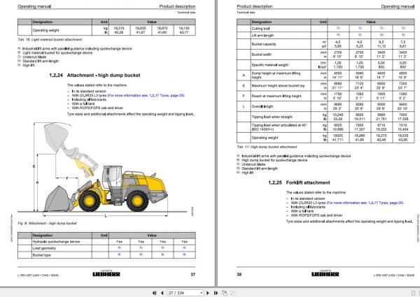 Liebherr Wheel Loader L550 1287USA CAN SN 30245 Operators Manual 2