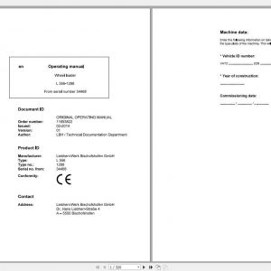 Liebherr Wheel Loader L556 1288 SN 34468 Operators Manual 1
