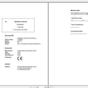 Liebherr Wheel Loader L556 1288 SN 35542 Operators Manual 1