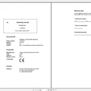 Liebherr Wheel Loader L556 454 SN 24314 Operators Manual 1