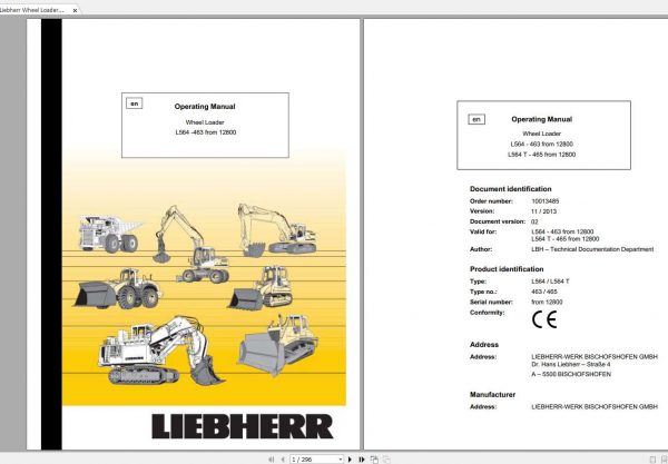 Liebherr Wheel Loader L564T 463 SN 12800 Operators Manual 1