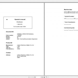 Liebherr Wheel Loader L566 1616 SN 37904 Operators Manual 1