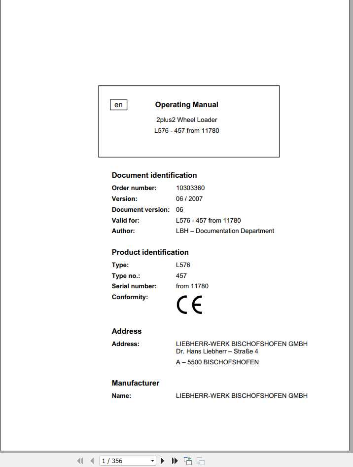 Liebherr Wheel Loader L566 1618 SN 38549 Operators ManualZH 1 1