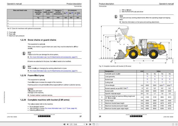 Liebherr Wheel Loader L576 1169 SN 40349 Operators Manual 2