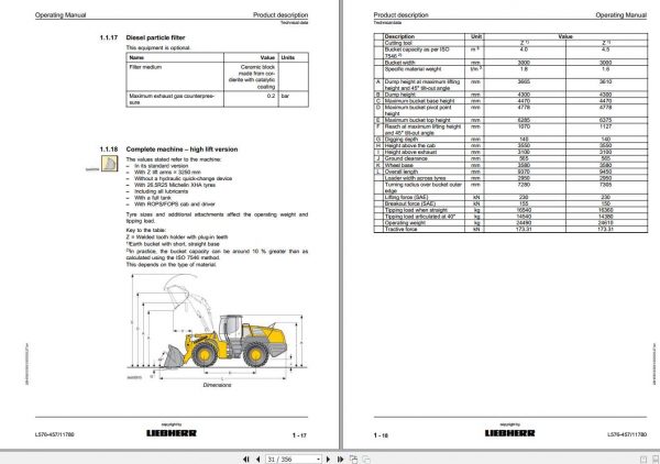 Liebherr Wheel Loader L576 457 SN 11780 Operators Manual 2