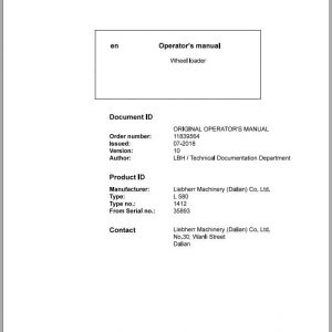 Liebherr Wheel Loader L580 1412 SN 35893 Operators Manual 1