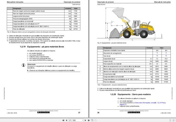 Liebherr Wheel Loader L580 1456 SN 30186 Operators ManualPT BR 2