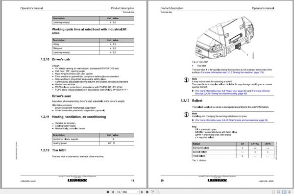 Liebherr Wheel Loader L580 1456 SN 40359 Operators Manual 2