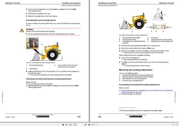Liebherr Wheel Loader L586 461 SN 40351 Operators Manual 2