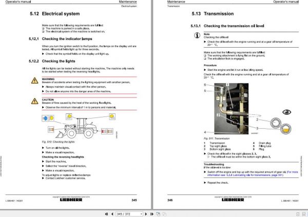 Liebherr Wheel Loader L586 461 SN 40351 Operators Manual 3