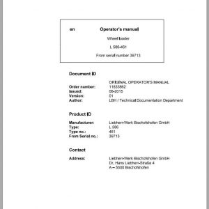 Liebherr Wheel Loader L586 461ohneCE SN 39713 Operators Manual 1