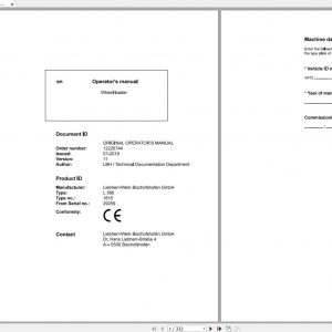 Liebherr Wheel Loaders L5861815 SN 29259 Operators Manual 1
