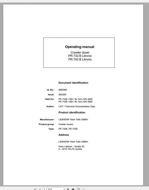 Liebherr Wheeled Excavator A913 Compact 109446 Operating Manual 1