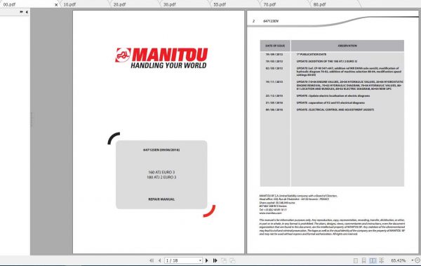 Manitou Boom Lift 160 ATJ 180ATJ EURO3 Service Manual 1