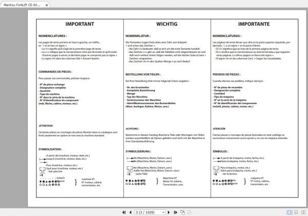 Manitou ForkLift MC30 70 Parts Manual 2