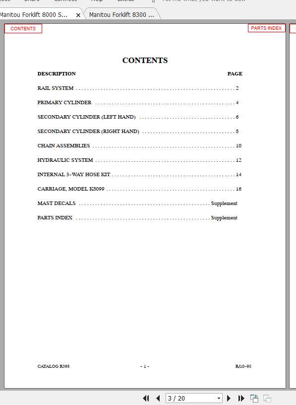 Manitou Forklift 8000 8500 Series Part Manual 2