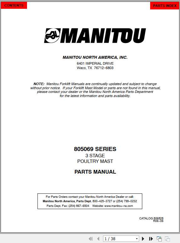Manitou Forklift 805069 Series Part Manual 1