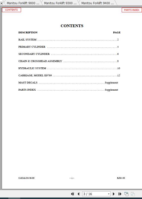 Manitou Forklift 9000 9700 Series Part Manual 2