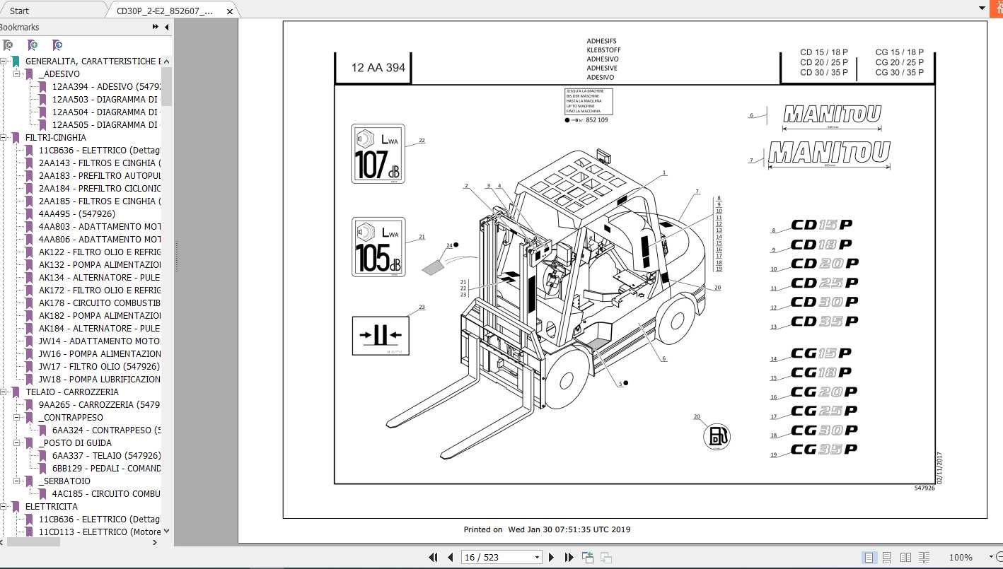 Manitou Forklift CD 15P 35P Part Manual 1