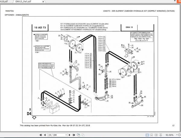 Manitou Forklift EMA 15 Part Manual547630 2