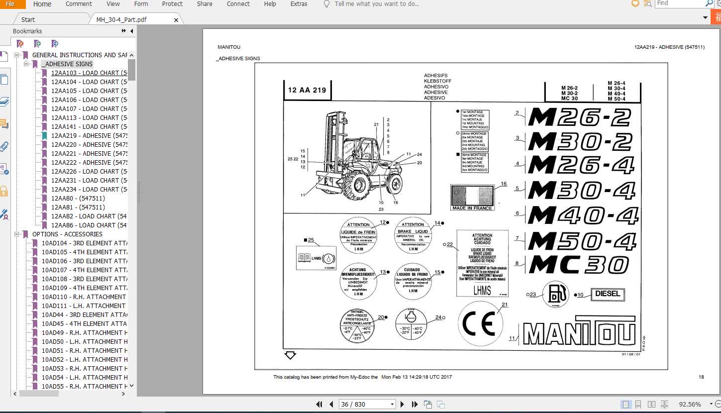 Manitou Forklift M20 50 24 Part Manual547511 1