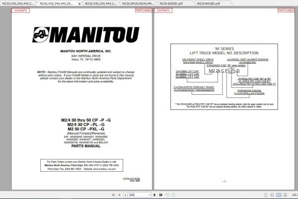 Manitou Forklift M230 M440 Part Manual 1