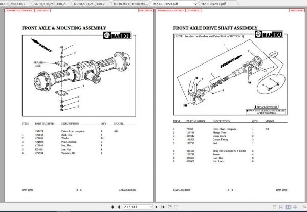 Manitou Forklift M230 M440 Part Manual 3