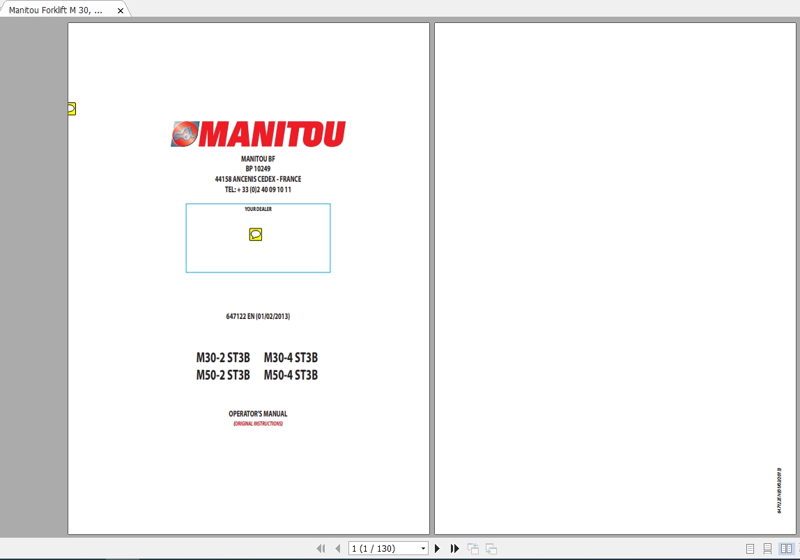 Manitou Forklift M30 50 24ST3B Operators Manual647122 1
