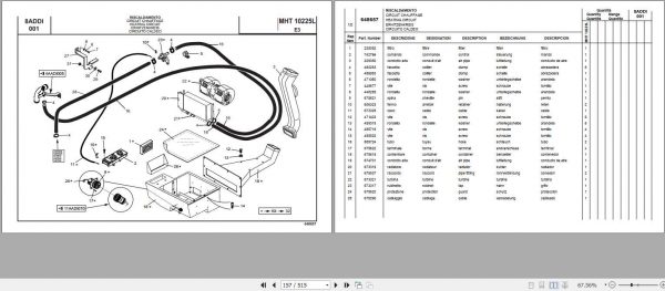 Manitou Forklift MHT 10225LT Part Manual648657 2