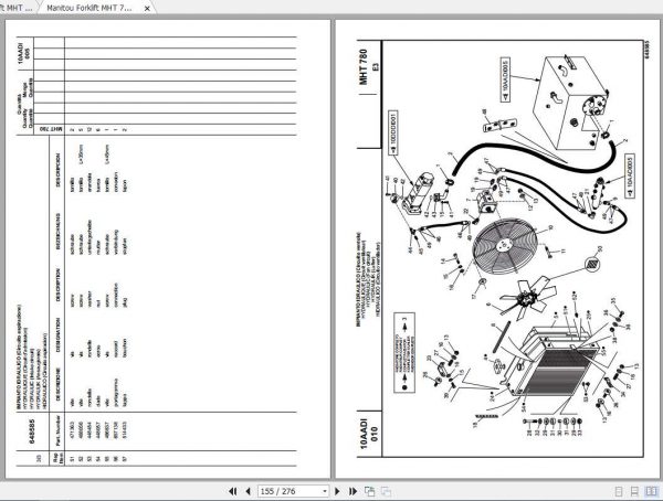 Manitou Forklift MHT 780 Part Manual648585 2