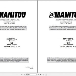 Manitou Forklift MHT 860 L Part Manual648435P 1