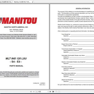 Manitou Forklift MLT 845 Part Manual 1