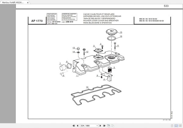Manitou Forklift MSI30D MH25 4 Turbo Parts Manual547876P 3