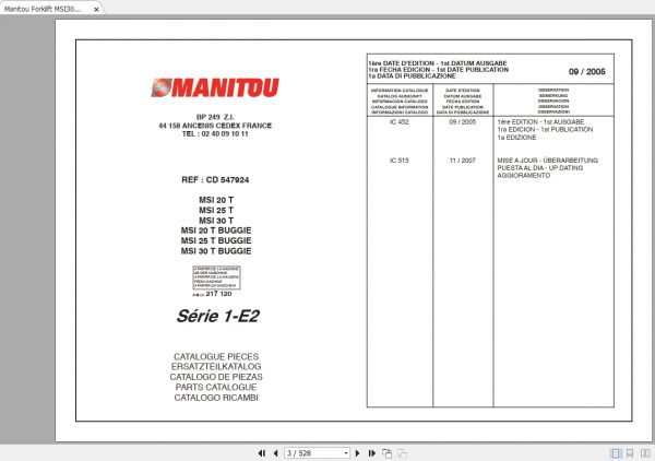 Manitou Forklift MSI30D Turbo Parts Manual547924 2