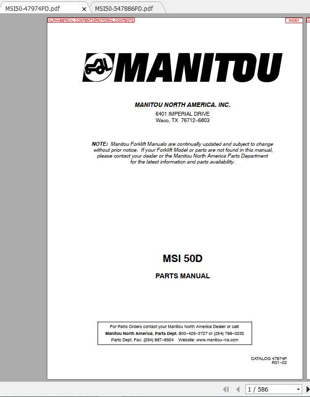 Manitou Forklift MSI 50 Parts Manual 1