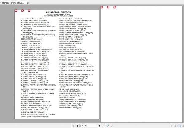 Manitou Forklift TMT315 FL Parts Manual547633P 2