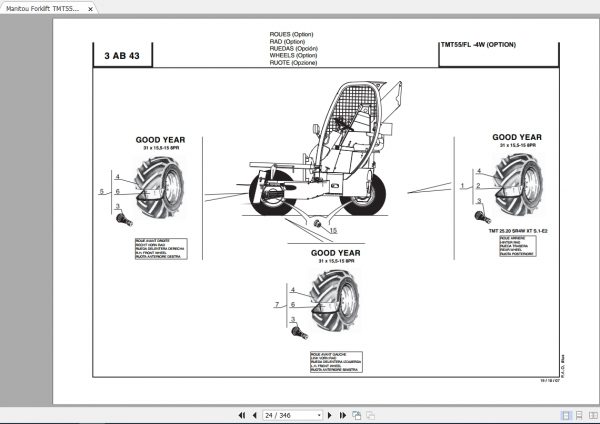 Manitou Forklift TMT55 FL XT 4W Parts Manual809819 3