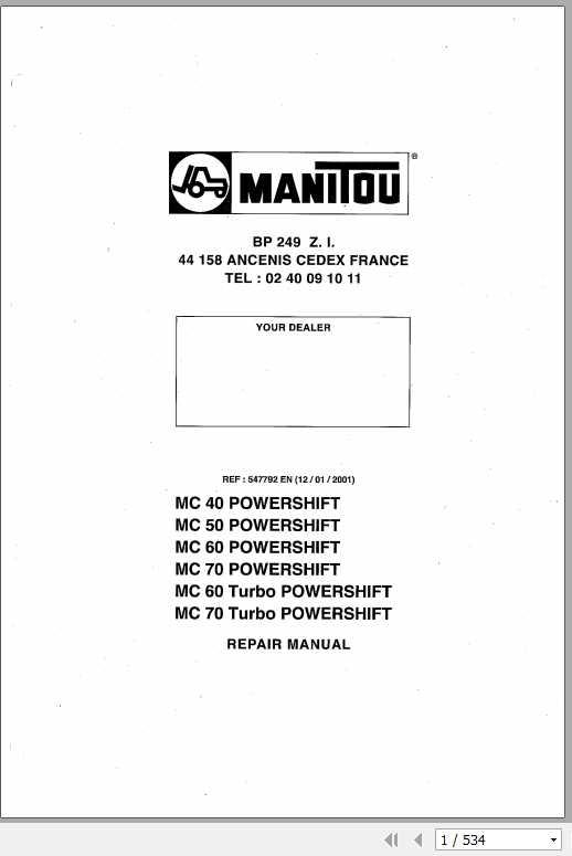 Manitou MC 40 50 60 70 Repair Manual547792 1