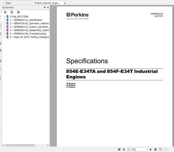 Manitou Telehandler 854E 34TA Industrial Engines Repair Manual 1