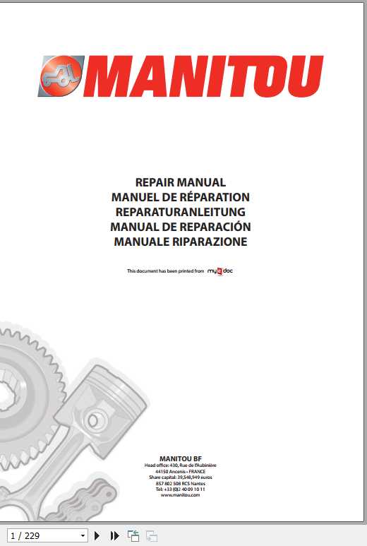 Manitou Telehandler EMA II Repair Manual 1