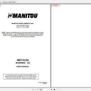 Manitou Telehandler MHT10120 OperatorParts Service Manual 1