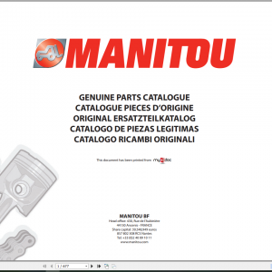 Manitou Telehandler MHT 10225 Parts ManualEN 1
