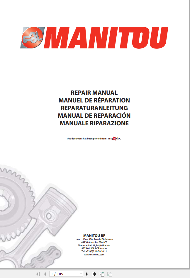 Manitou Telehandler MHT 10225 Repair ManualEN 1p1bNG