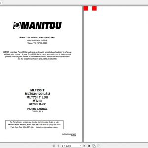 Manitou Telehandler MLT630T MT732 Parts Manual547845P 1