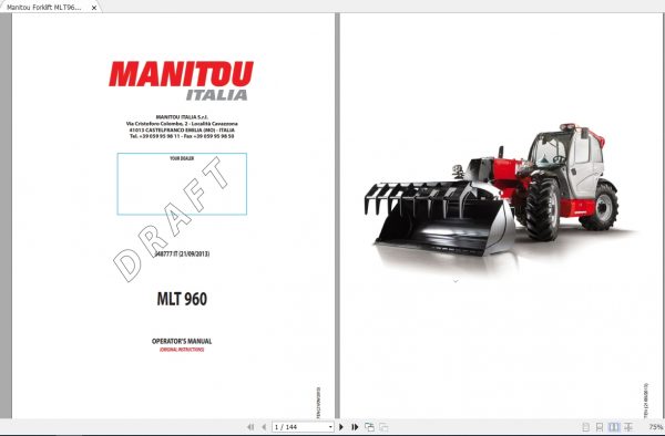 Manitou Telehandler MLT960 Operators Manual648777 1